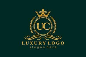 Initial UC Letter Royal Luxury Logo template in vector art for Restaurant, Royalty, Boutique, Cafe, Hotel, Heraldic, Jewelry, Fashion and other vector illustration.