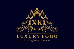 xk letra inicial oro caligráfico femenino floral dibujado a mano monograma heráldico antiguo estilo vintage diseño de logotipo de lujo vector premium