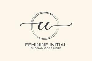 Initial CE beauty monogram and elegant logo design handwriting logo of initial signature, wedding, fashion, floral and botanical with creative template. vector