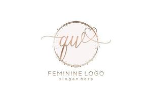Initial QW handwriting logo with circle template vector logo of initial wedding, fashion, floral and botanical with creative template.