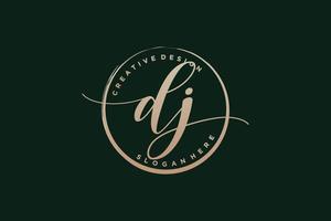 Initial DJ handwriting logo with circle template vector signature, wedding, fashion, floral and botanical with creative template.