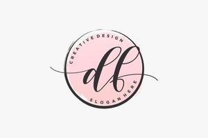 Initial DF handwriting logo with circle template vector signature, wedding, fashion, floral and botanical with creative template.