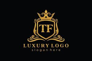 Initial TF Letter Royal Luxury Logo template in vector art for Restaurant, Royalty, Boutique, Cafe, Hotel, Heraldic, Jewelry, Fashion and other vector illustration.