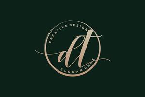 Initial DT handwriting logo with circle template vector signature, wedding, fashion, floral and botanical with creative template.