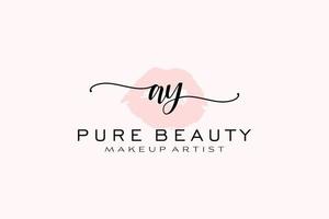 Initial AY Watercolor Lips Premade Logo Design, Logo for Makeup Artist Business Branding, Blush Beauty Boutique Logo Design, Calligraphy Logo with creative template. vector