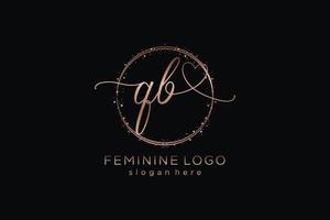 Initial QB handwriting logo with circle template vector logo of initial wedding, fashion, floral and botanical with creative template.