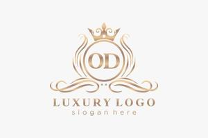 plantilla de logotipo de lujo real con letra od inicial en arte vectorial para restaurante, realeza, boutique, cafetería, hotel, heráldica, joyería, moda y otras ilustraciones vectoriales. vector