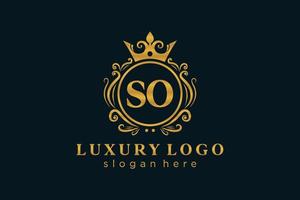 Initial SO Letter Royal Luxury Logo template in vector art for Restaurant, Royalty, Boutique, Cafe, Hotel, Heraldic, Jewelry, Fashion and other vector illustration.