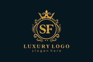 Initial SF Letter Royal Luxury Logo template in vector art for Restaurant, Royalty, Boutique, Cafe, Hotel, Heraldic, Jewelry, Fashion and other vector illustration.