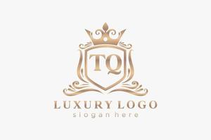 plantilla de logotipo de lujo real de letra tq inicial en arte vectorial para restaurante, realeza, boutique, cafetería, hotel, heráldica, joyería, moda y otras ilustraciones vectoriales. vector