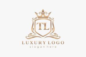 Initial TL Letter Royal Luxury Logo template in vector art for Restaurant, Royalty, Boutique, Cafe, Hotel, Heraldic, Jewelry, Fashion and other vector illustration.