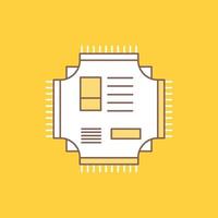 Chip. cpu. microchip. processor. technology Flat Line Filled Icon. Beautiful Logo button over yellow background for UI and UX. website or mobile application vector