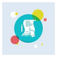 contract. document. paper. sign. agreement. application White Glyph Icon colorful Circle Background vector