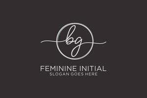 Initial BG handwriting logo with circle template vector logo of initial signature, wedding, fashion, floral and botanical with creative template.