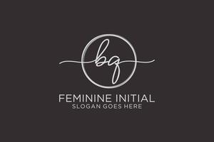 Initial BQ handwriting logo with circle template vector logo of initial signature, wedding, fashion, floral and botanical with creative template.