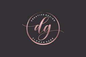 Initial DG handwriting logo with circle template vector signature, wedding, fashion, floral and botanical with creative template.