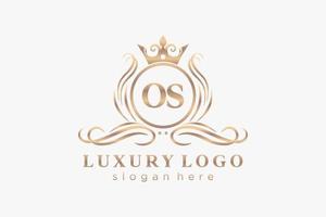 Initial OS Letter Royal Luxury Logo template in vector art for Restaurant, Royalty, Boutique, Cafe, Hotel, Heraldic, Jewelry, Fashion and other vector illustration.