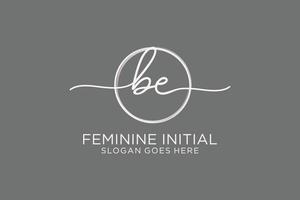 Initial BE handwriting logo with circle template vector logo of initial signature, wedding, fashion, floral and botanical with creative template.