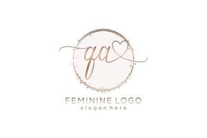 Initial QA handwriting logo with circle template vector logo of initial wedding, fashion, floral and botanical with creative template.