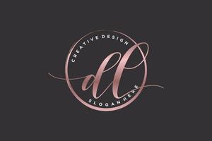 Initial DL handwriting logo with circle template vector signature, wedding, fashion, floral and botanical with creative template.