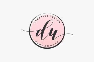 Initial DU handwriting logo with circle template vector signature, wedding, fashion, floral and botanical with creative template.