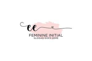 Initial EE beauty monogram and elegant logo design handwriting logo of initial signature, wedding, fashion, floral and botanical with creative template. vector