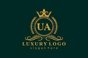 Initial UA Letter Royal Luxury Logo template in vector art for Restaurant, Royalty, Boutique, Cafe, Hotel, Heraldic, Jewelry, Fashion and other vector illustration.