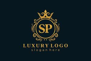 Initial SP Letter Royal Luxury Logo template in vector art for Restaurant, Royalty, Boutique, Cafe, Hotel, Heraldic, Jewelry, Fashion and other vector illustration.