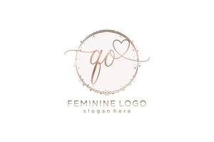 Initial QOhandwriting logo with circle template vector logo of initial wedding, fashion, floral and botanical with creative template.