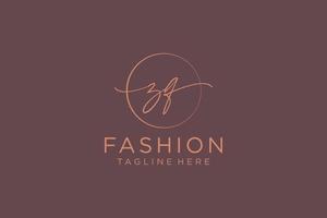 initial ZQ Feminine logo beauty monogram and elegant logo design, handwriting logo of initial signature, wedding, fashion, floral and botanical with creative template. vector