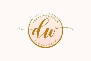 Initial DW handwriting logo with circle template vector signature, wedding, fashion, floral and botanical with creative template.