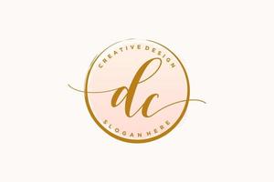 Initial DC handwriting logo with circle template vector signature, wedding, fashion, floral and botanical with creative template.