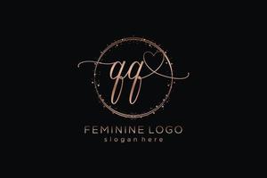 Initial QQ handwriting logo with circle template vector logo of initial wedding, fashion, floral and botanical with creative template.