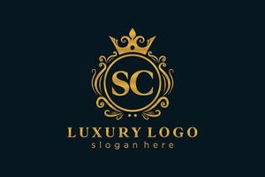 Initial SC Letter Royal Luxury Logo template in vector art for Restaurant, Royalty, Boutique, Cafe, Hotel, Heraldic, Jewelry, Fashion and other vector illustration.