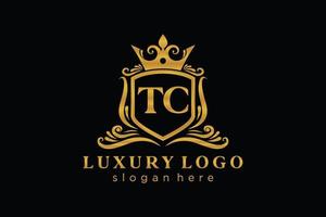 Initial TC Letter Royal Luxury Logo template in vector art for Restaurant, Royalty, Boutique, Cafe, Hotel, Heraldic, Jewelry, Fashion and other vector illustration.