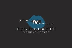 Initial AC Watercolor Lips Premade Logo Design, Logo for Makeup Artist Business Branding, Blush Beauty Boutique Logo Design, Calligraphy Logo with creative template. vector