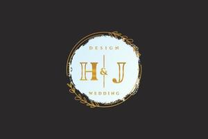 Initial HJ beauty monogram and elegant logo design handwriting logo of initial signature, wedding, fashion, floral and botanical with creative template. vector