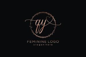 Initial QY handwriting logo with circle template vector logo of initial wedding, fashion, floral and botanical with creative template.