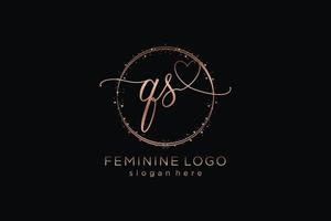 Initial QS handwriting logo with circle template vector logo of initial wedding, fashion, floral and botanical with creative template.