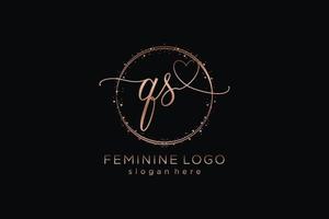 Initial QS handwriting logo with circle template vector logo of initial wedding, fashion, floral and botanical with creative template.