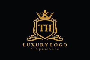 Initial TH Letter Royal Luxury Logo template in vector art for Restaurant, Royalty, Boutique, Cafe, Hotel, Heraldic, Jewelry, Fashion and other vector illustration.