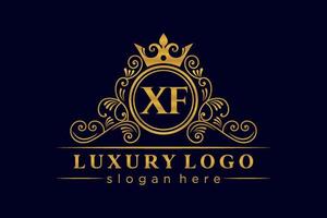 xf letra inicial oro caligráfico femenino floral dibujado a mano monograma heráldico antiguo estilo vintage lujo diseño de logotipo vector premium