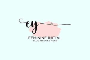 Initial EY beauty monogram and elegant logo design handwriting logo of initial signature, wedding, fashion, floral and botanical with creative template. vector
