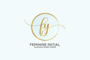 Initial FY handwriting logo with circle template vector signature, wedding, fashion, floral and botanical with creative template.