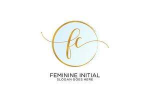 Initial FC handwriting logo with circle template vector signature, wedding, fashion, floral and botanical with creative template.