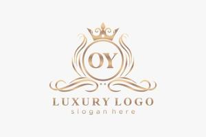 plantilla de logotipo de lujo real de letra oy inicial en arte vectorial para restaurante, realeza, boutique, cafetería, hotel, heráldica, joyería, moda y otras ilustraciones vectoriales. vector