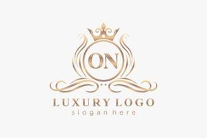 Initial ON Letter Royal Luxury Logo template in vector art for Restaurant, Royalty, Boutique, Cafe, Hotel, Heraldic, Jewelry, Fashion and other vector illustration.