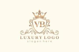 plantilla de logotipo de lujo real de letra vb inicial en arte vectorial para restaurante, realeza, boutique, cafetería, hotel, heráldica, joyería, moda y otras ilustraciones vectoriales. vector