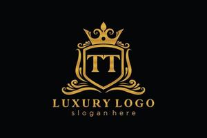 Initial TT Letter Royal Luxury Logo template in vector art for Restaurant, Royalty, Boutique, Cafe, Hotel, Heraldic, Jewelry, Fashion and other vector illustration.