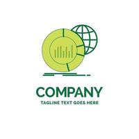 Big. chart. data. world. infographic Flat Business Logo template. Creative Green Brand Name Design. vector